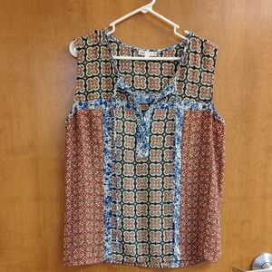 DR2 Printed Mixed Pattern Sleeveless Blouse